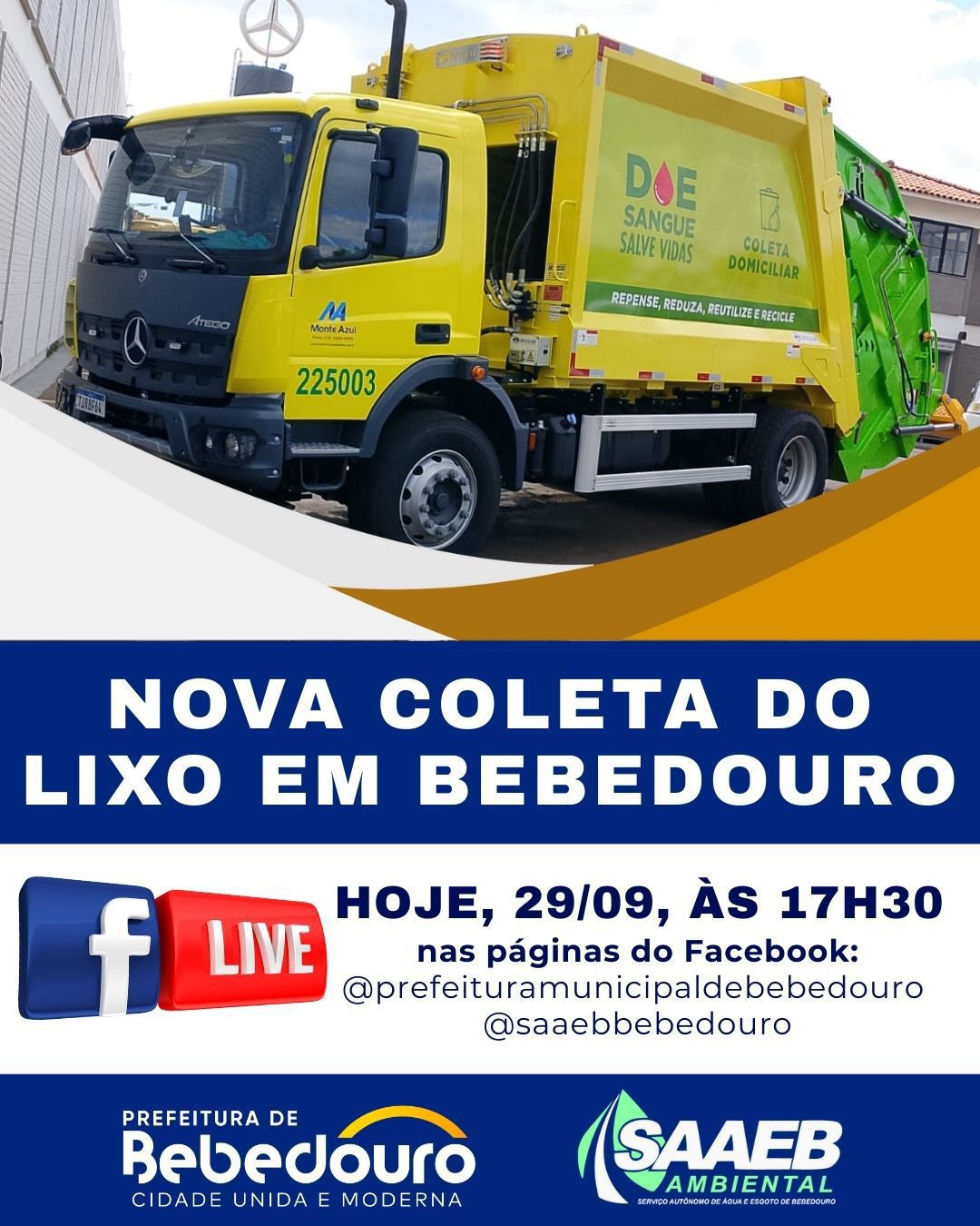 SAAEB de Bebedouro realiza live sobre novo formato da coleta de lixo