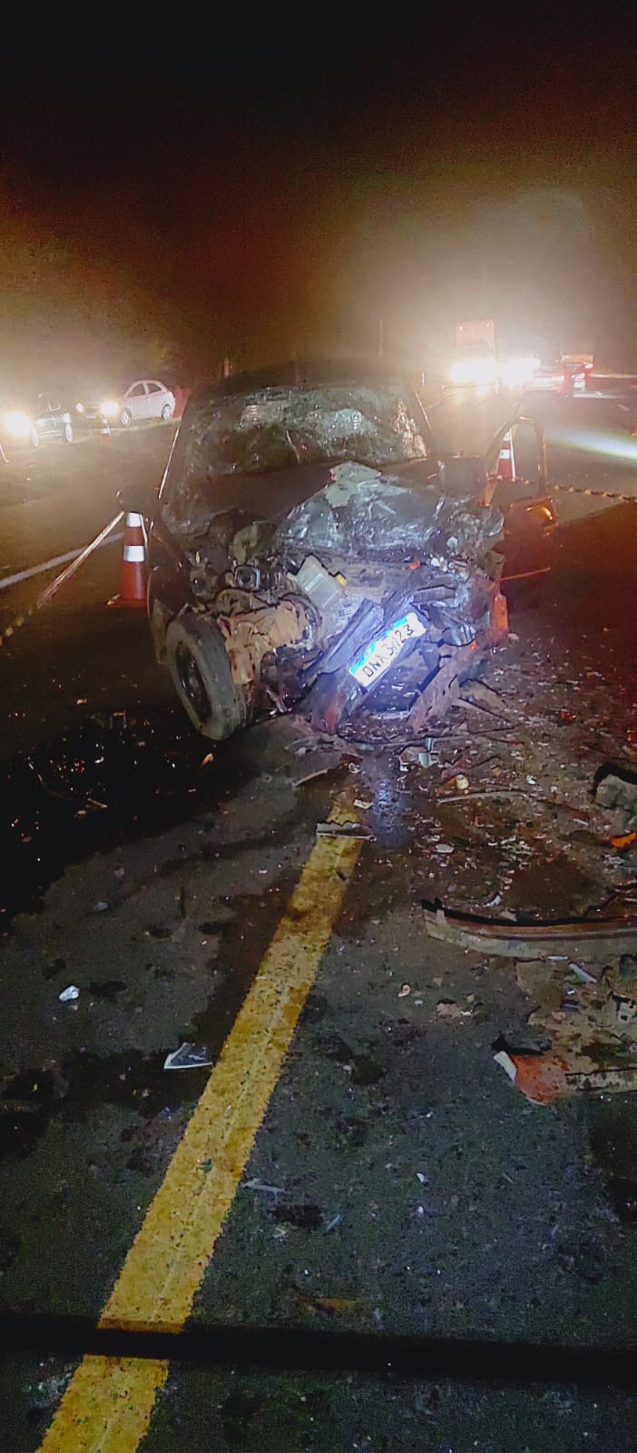 Colisão frontal tira vida de motorista e deixa três gravemente feridos