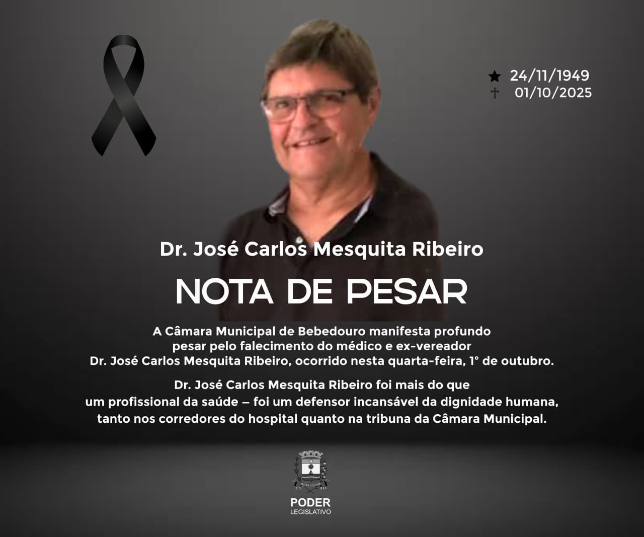Bebedouro se despede do médico e ex-vereador José Carlos Mesquita Ribeiro