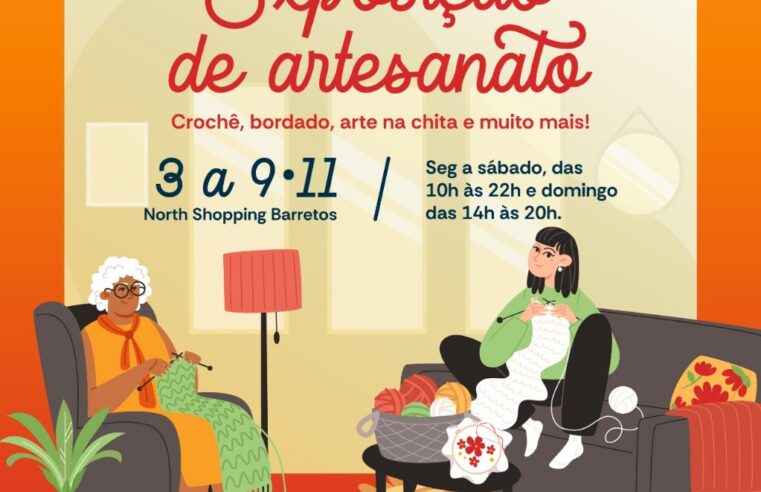 Exposição de artesanato reúne peças produzidas em oficinas do Instituto Sociocultural no North Shopping