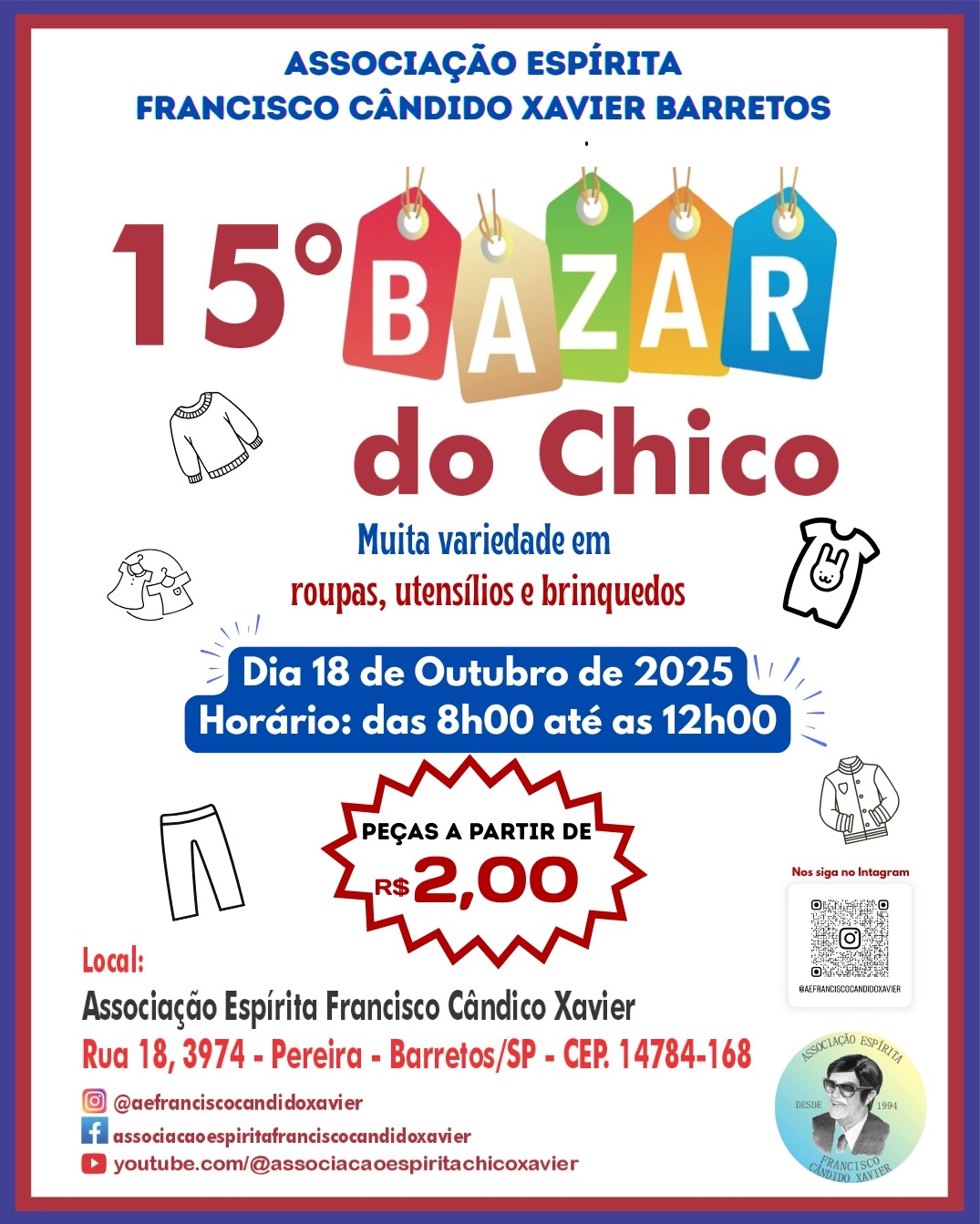 15º Bazar do Chico está agendado para este sábado
