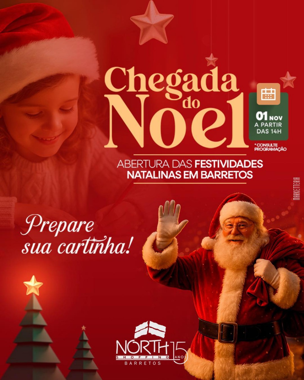 North Shopping dá início à temporada de Natal com Papai Noel e inauguração da decoração natalina