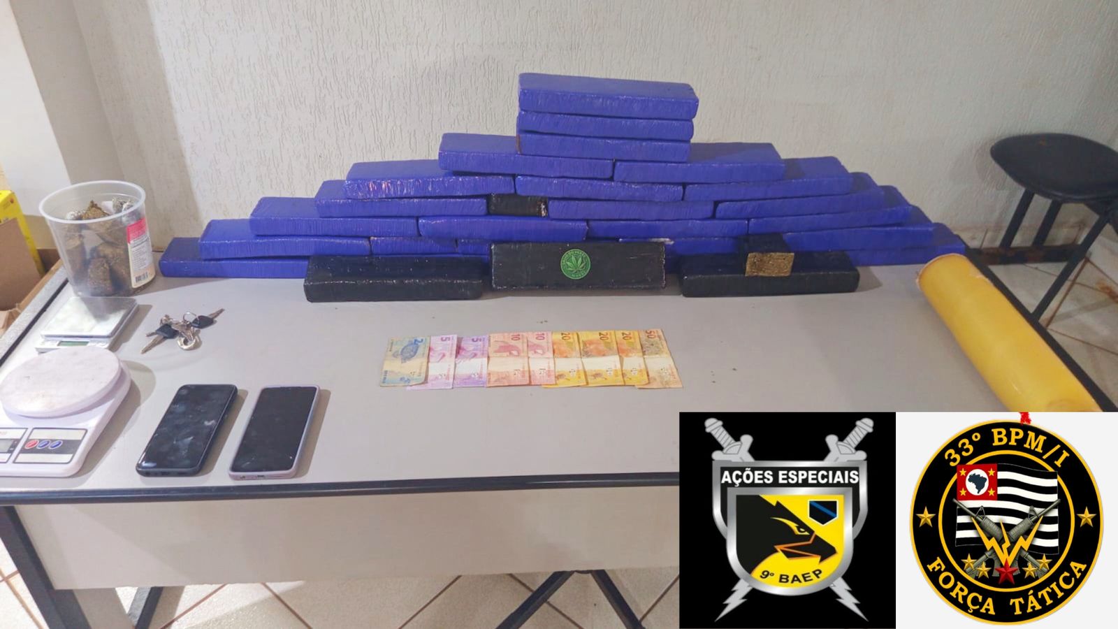 BAEP e Força Tática de Barretos fazem apreensão de mais 20 kg de drogas em Rio Preto