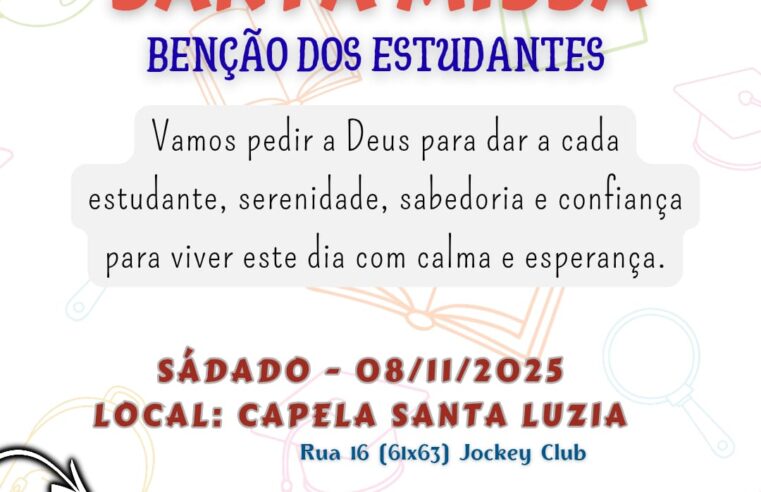 Capela Santa Luzia agenda missa de bênção dos estudantes