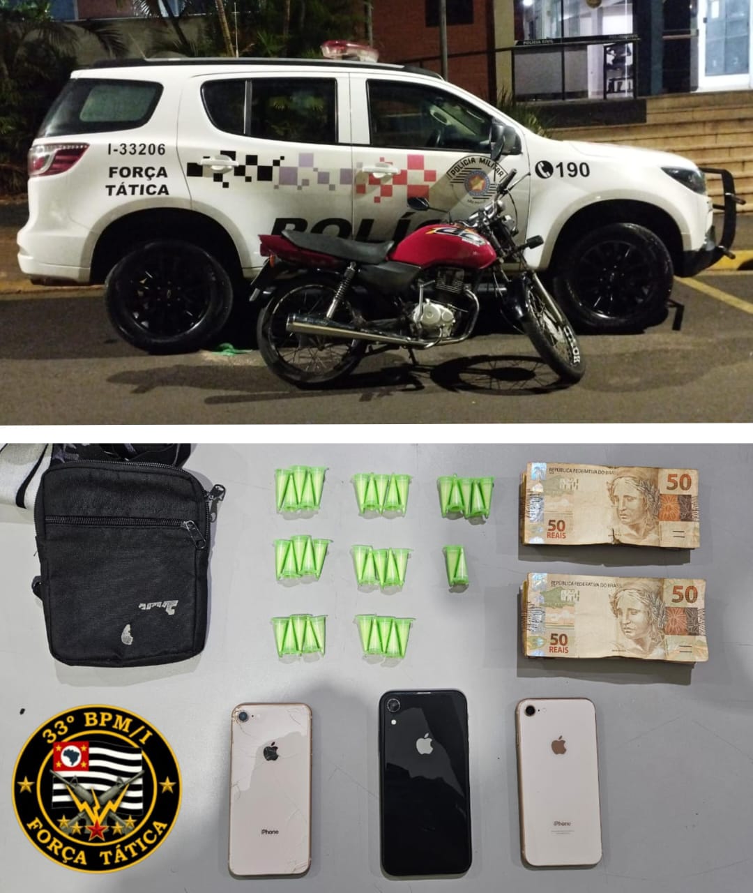 PM faz apreensão de drogas e constata veículo irregular