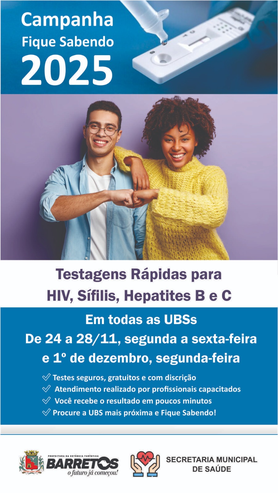 Campanha Fique Sabendo é realizada nas UBSs nesta semana e no dia 1º