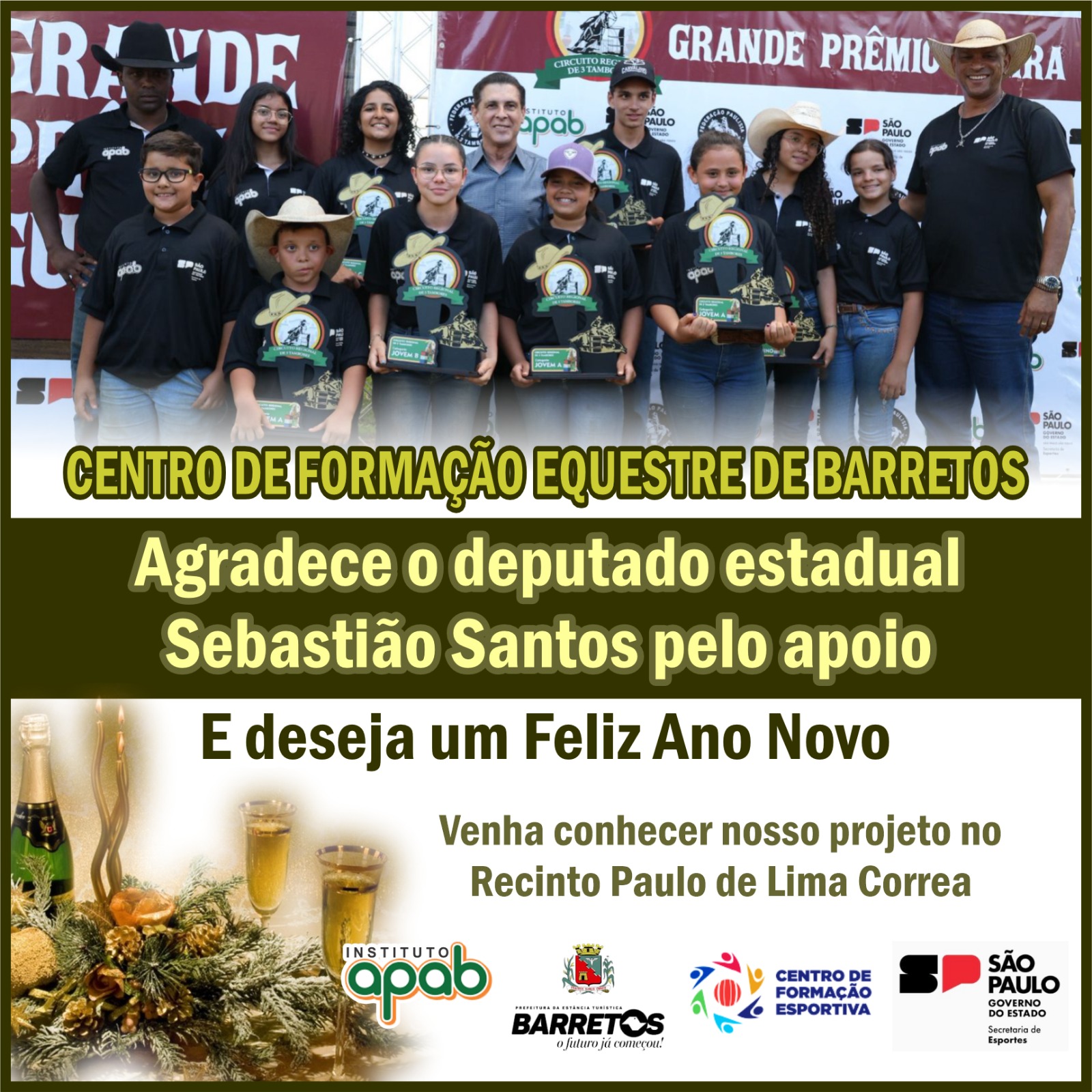 Centro de Formação Equestre de Barretos deseja Feliz Ano Novo