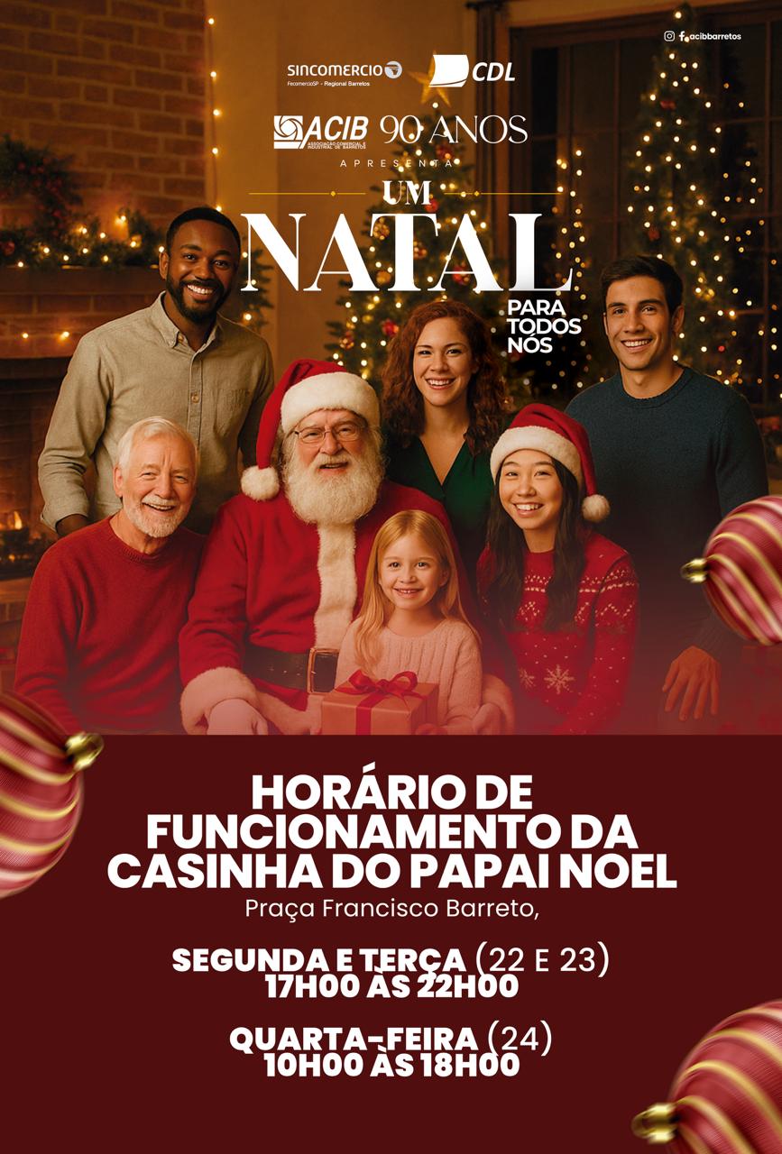 Horários da Casinha do Papai Noel na Praça Francisco Barreto