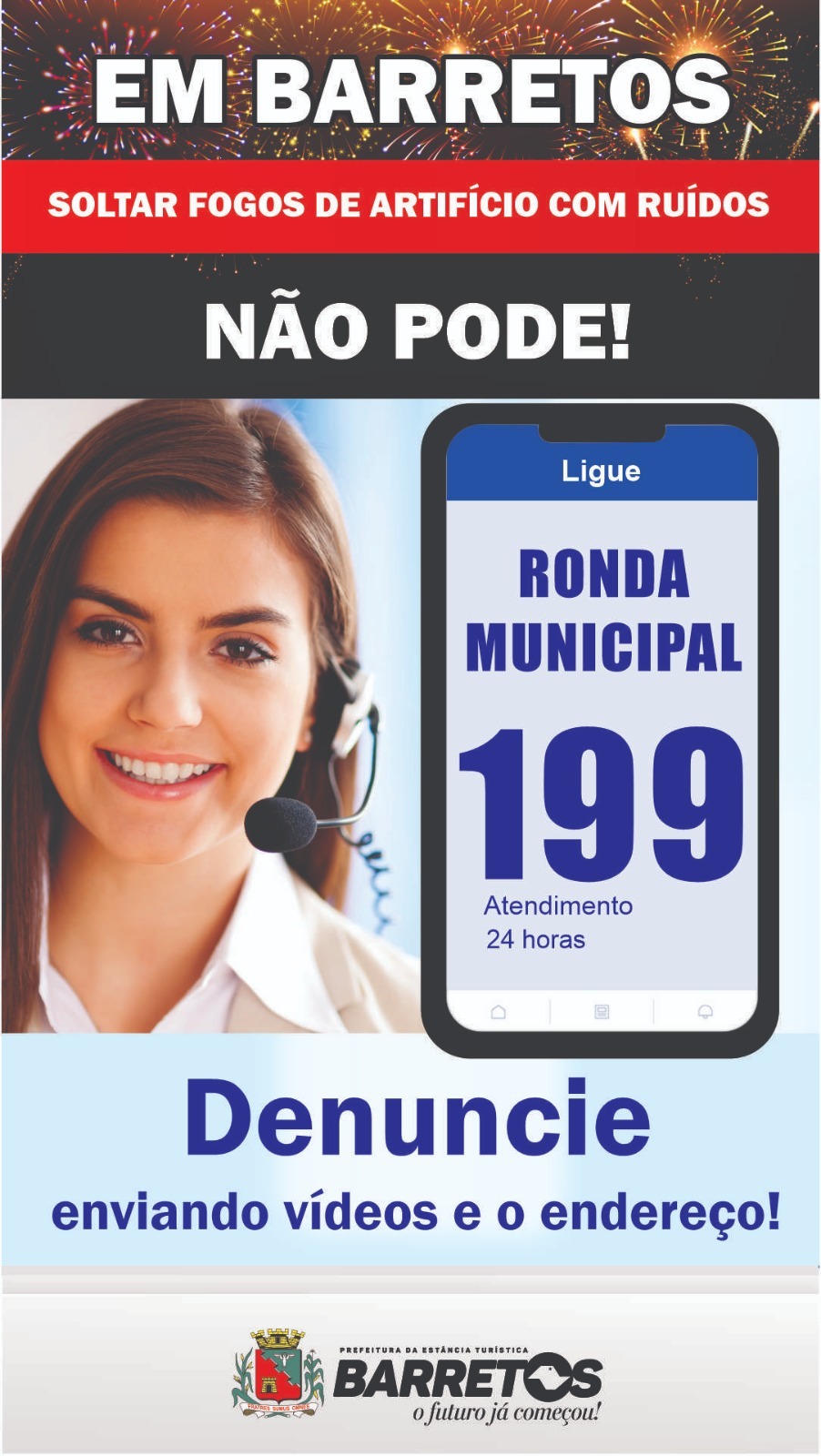 Prefeitura alerta sobre a proibição de fogos de artifício com ruídos em Barretos