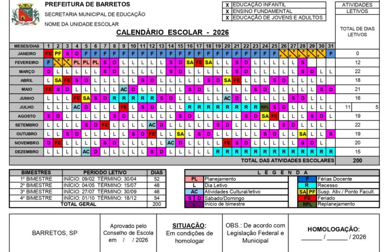 Calendário Escolar 2026 é retificado devido à realização dos 41º Jogos Abertos da Juventude