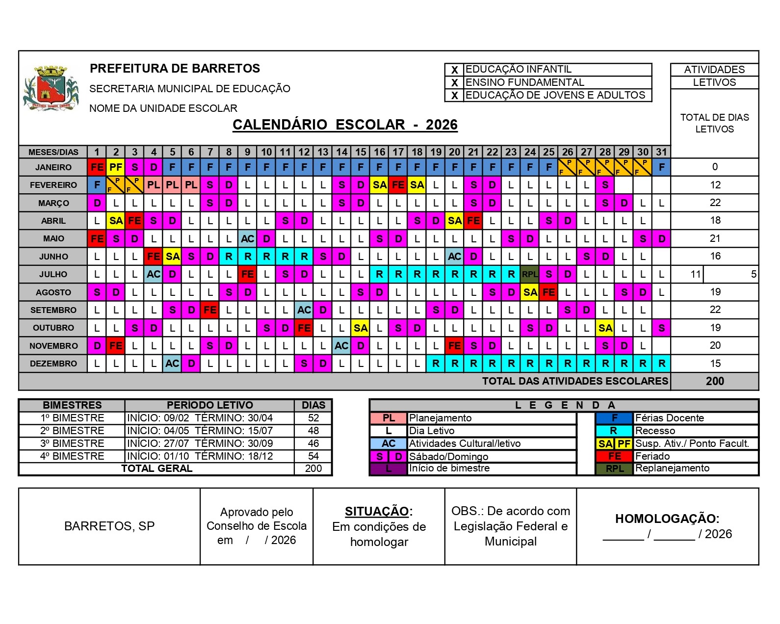 Calendário Escolar 2026 é retificado devido à realização dos 41º Jogos Abertos da Juventude