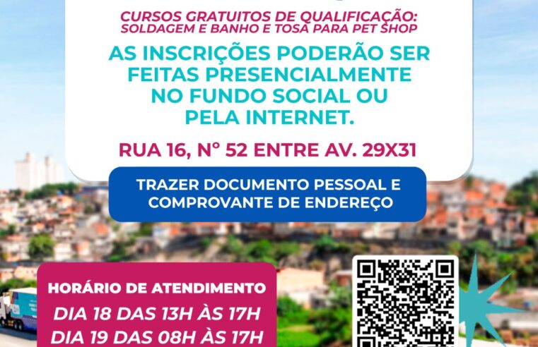Inscrições para cursos gratuitos de Soldagem e Banho e Tosa para Pets seguem até sexta, dia 20