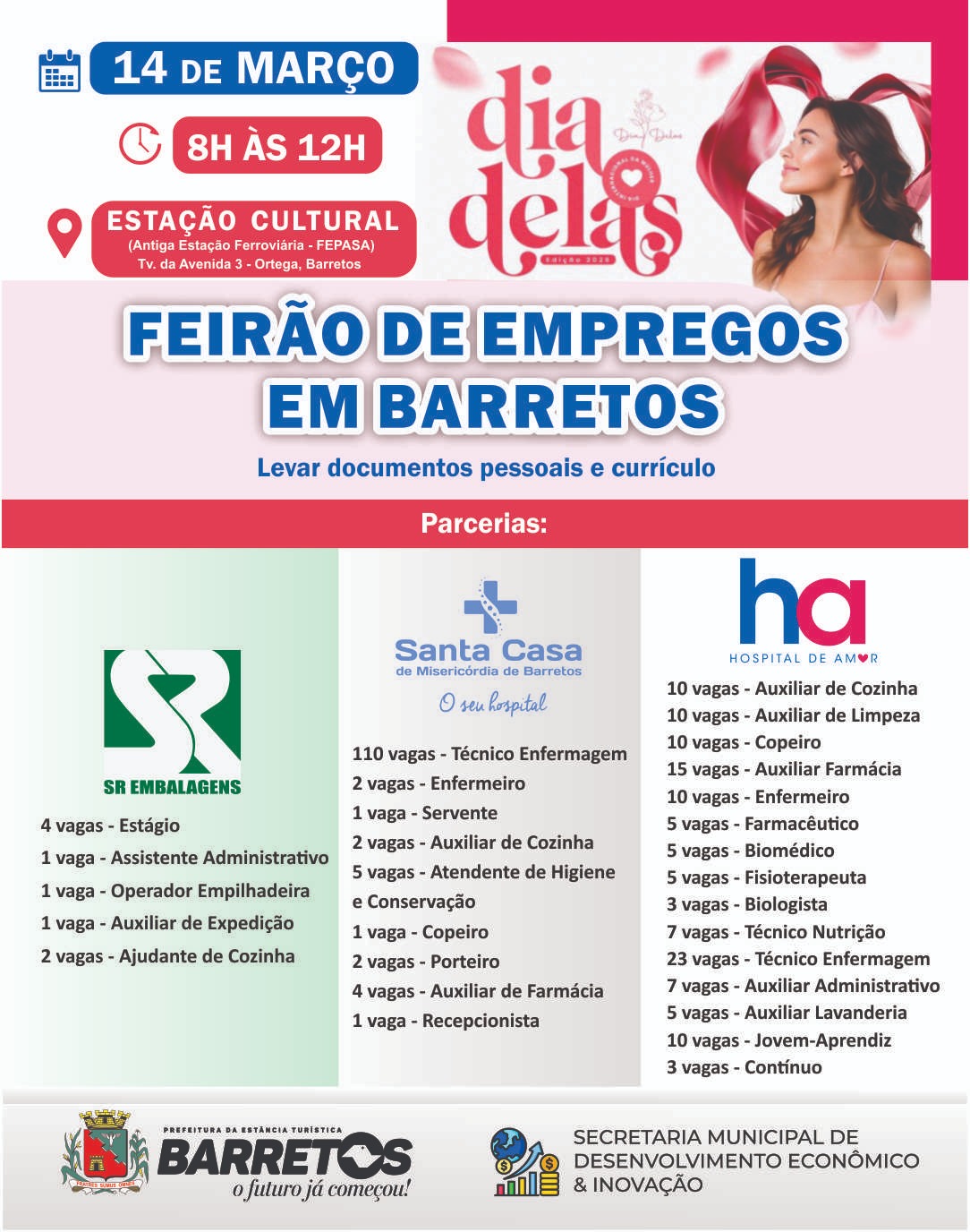 Dia Delas 2026 terá feirão de empregos com mais de 200 vagas