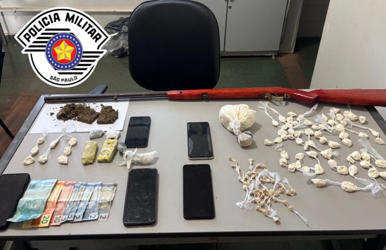 Polícia Militar prende casal por tráfico de drogas e apreende arma em Severínia