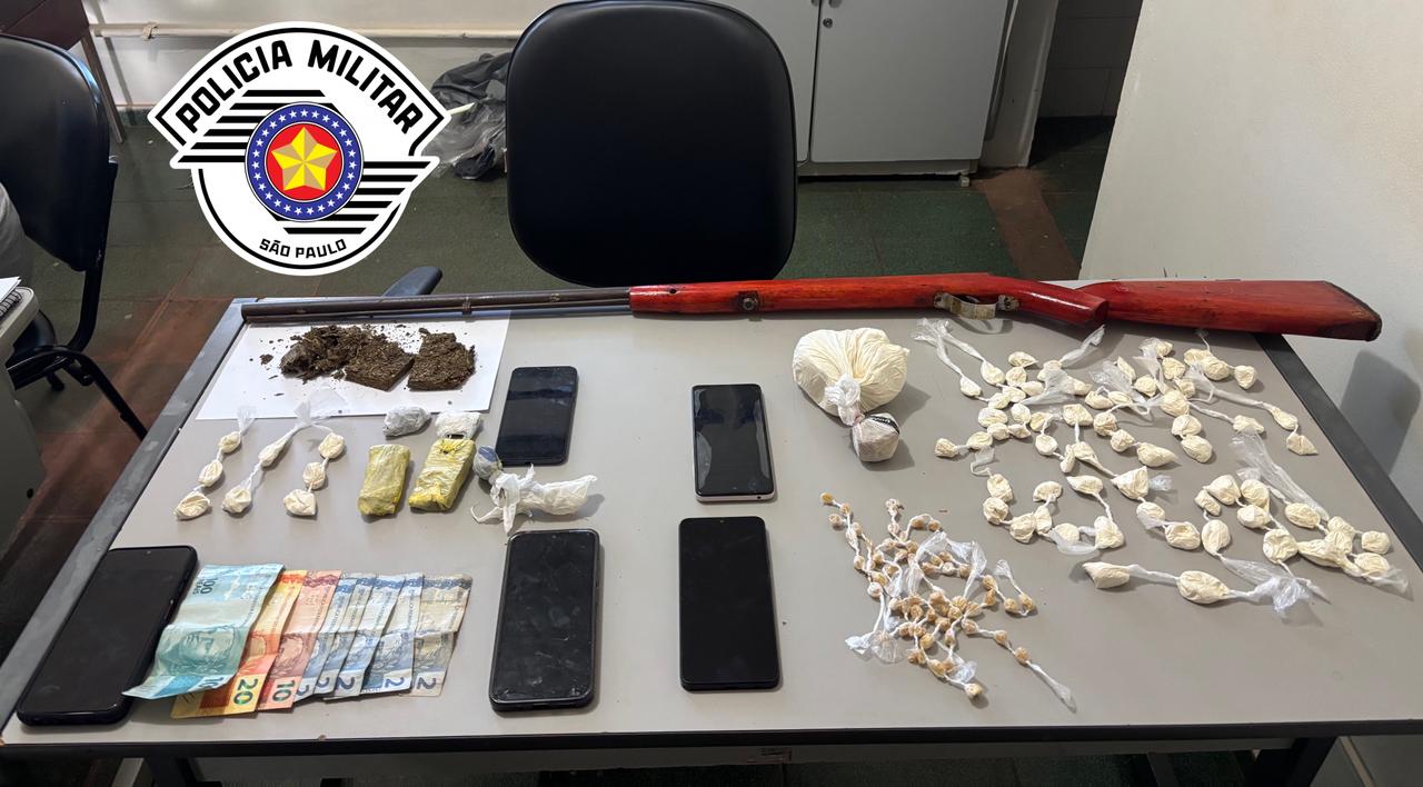 Polícia Militar prende casal por tráfico de drogas e apreende arma em Severínia