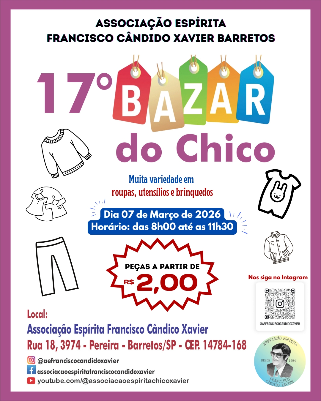 Bazar do Chico é agendado para o dia 7 de março