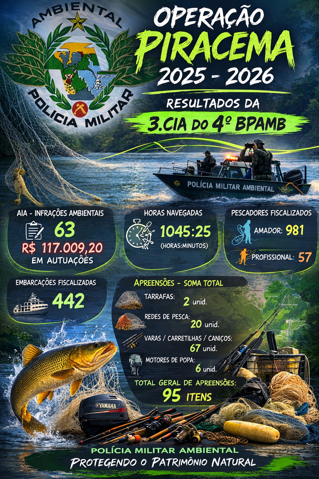 Polícia Ambiental divulga balanço da Operação PIracema