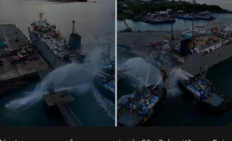 Gado resgatado de navio que pegou fogo em São Sebastião recebe cuidados e passa bem, diz diretor de fazenda