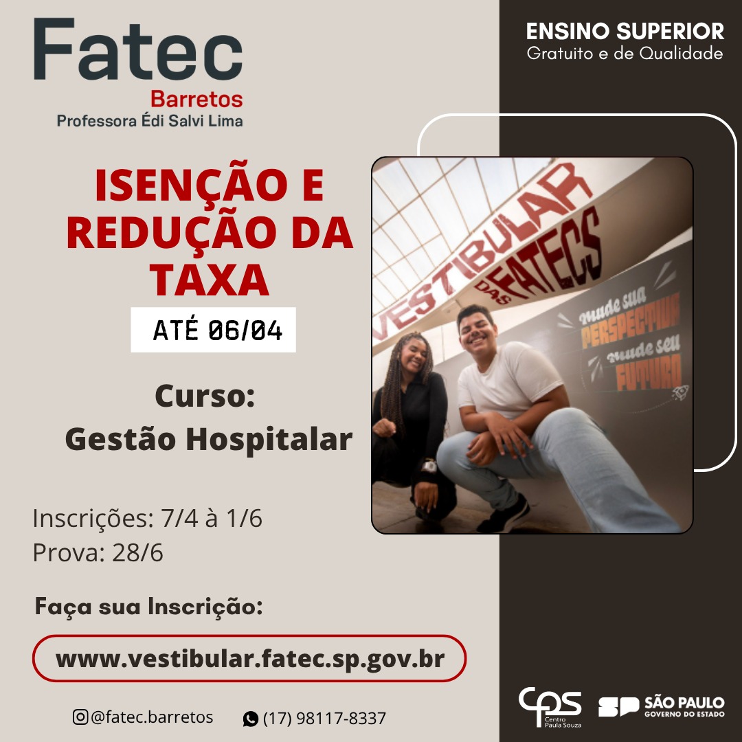 Fatec Barretos abre inscrições para vestibular e anuncia concursos para contratação de professores
