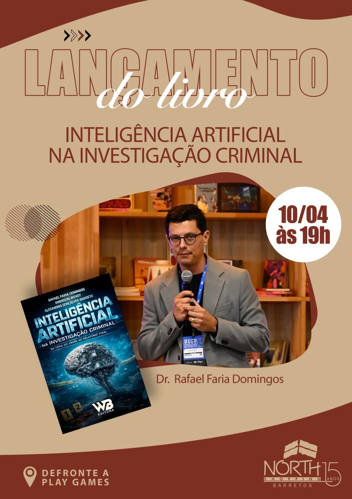 North Shopping Barretos recebe lançamento de livro sobre Inteligência Artificial na investigação criminal no dia 10 de abril