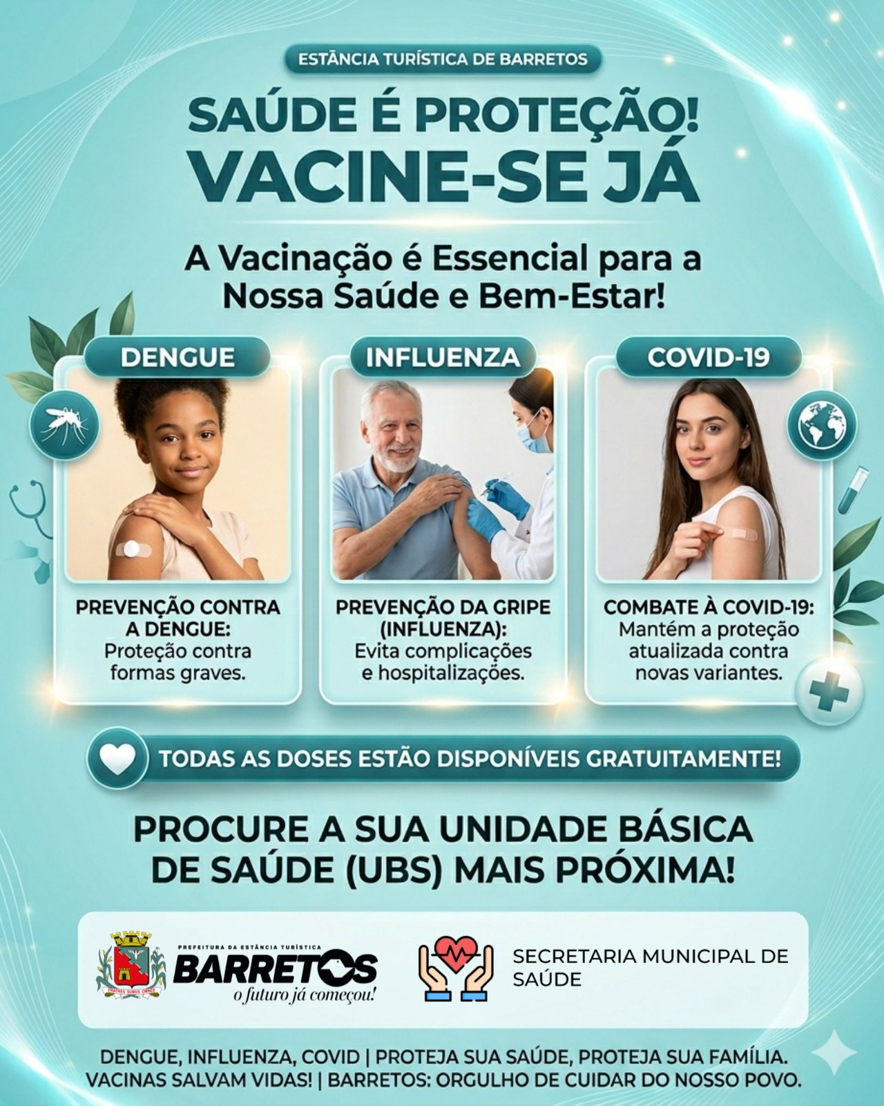 ALERTA EPIDEMIOLÓGICO: Barretos registra baixa adesão à vacinação contra Dengue, Covid e Influenza