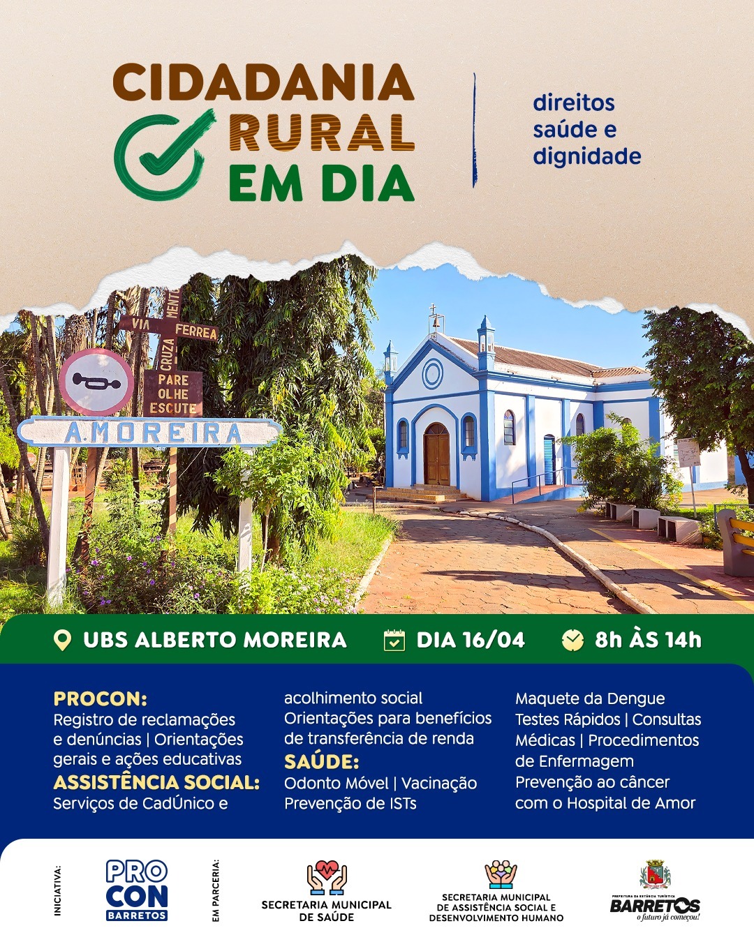 População terá acesso a diversos serviços nesta quinta-feira, 16, em Alberto Moreira, na ação Cidadania Rural em Dia