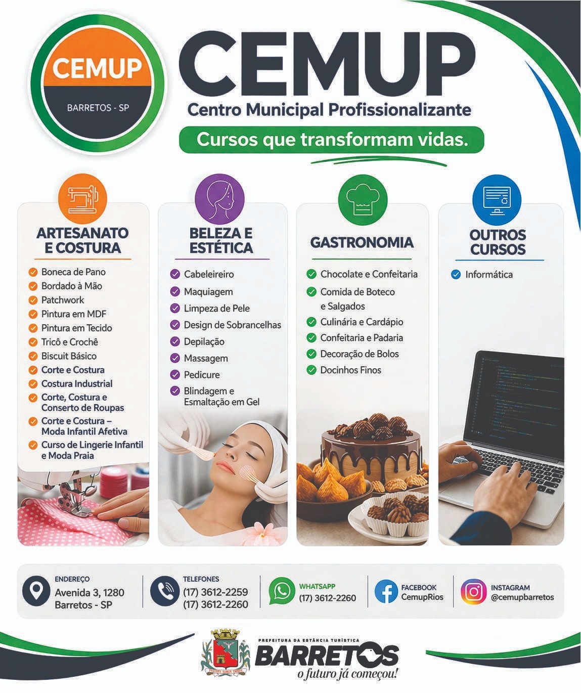 CEMUP está com vagas abertas para cursos profissionalizantes gratuitos em Barretos