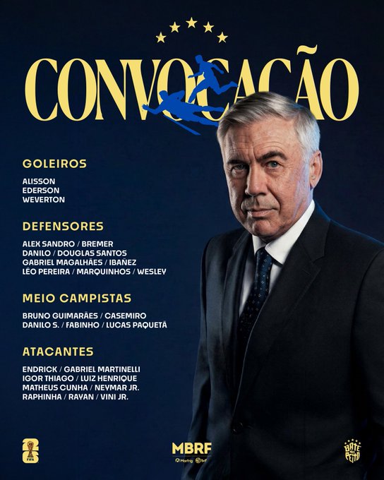 Ancelotti anuncia convocação para Copa do Mundo com Neymar na seleção