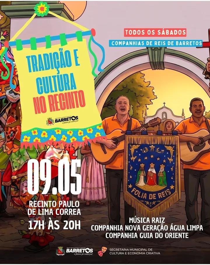 Projeto “Tradição e Cultura no Recinto” reúne música, Folia de Reis, artesanato e gastronomia neste sábado (09)