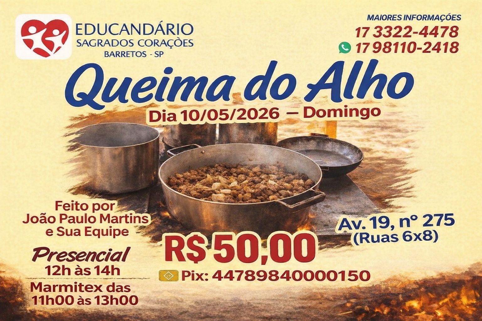 Educandário promove Queima do Alho no Dia da Mães
