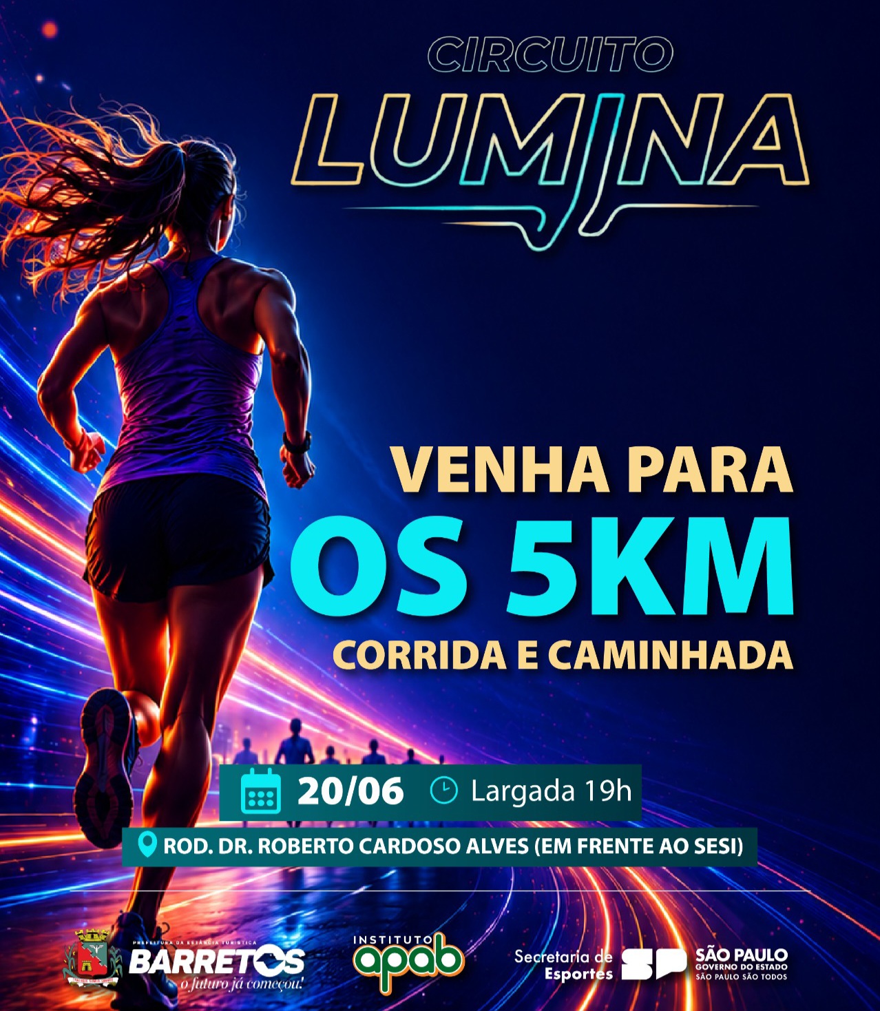 Dia 20: Corrida Lumina tem inscrições gratuitas pelo site e participantes irão receber kits