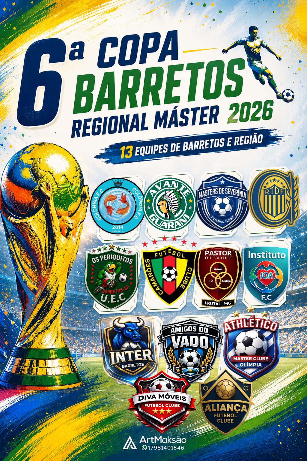 6ª Copa Barretos Regional Máster 2026 terá início no dia 27 de junho com 13 equipes