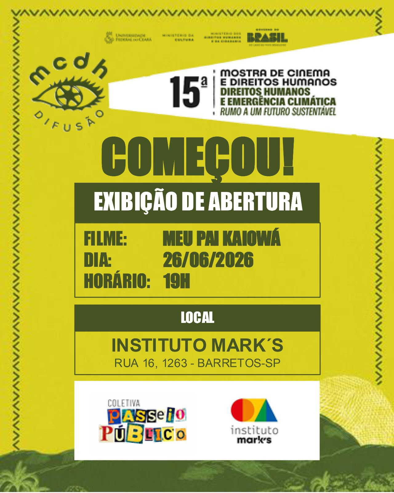 Instituto Mark’s integra a 15ª Mostra Cinema e Direitos Humanos com sessões gratuitas em Barretos a partir desta sexta-feira (26/06)