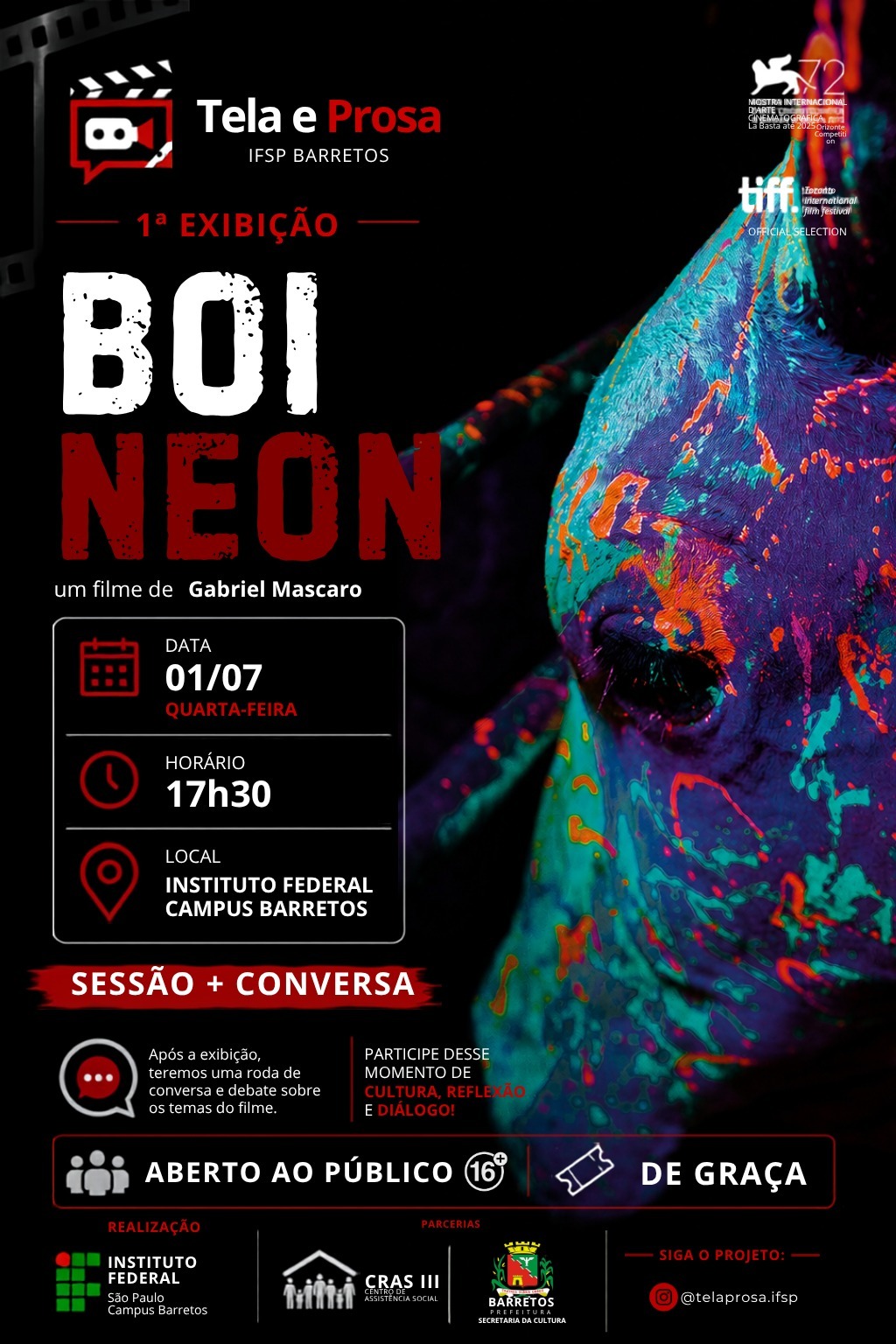 Projeto Tela e Prosa exibe o premiado filme Boi Neon nesta quarta-feira (1º)