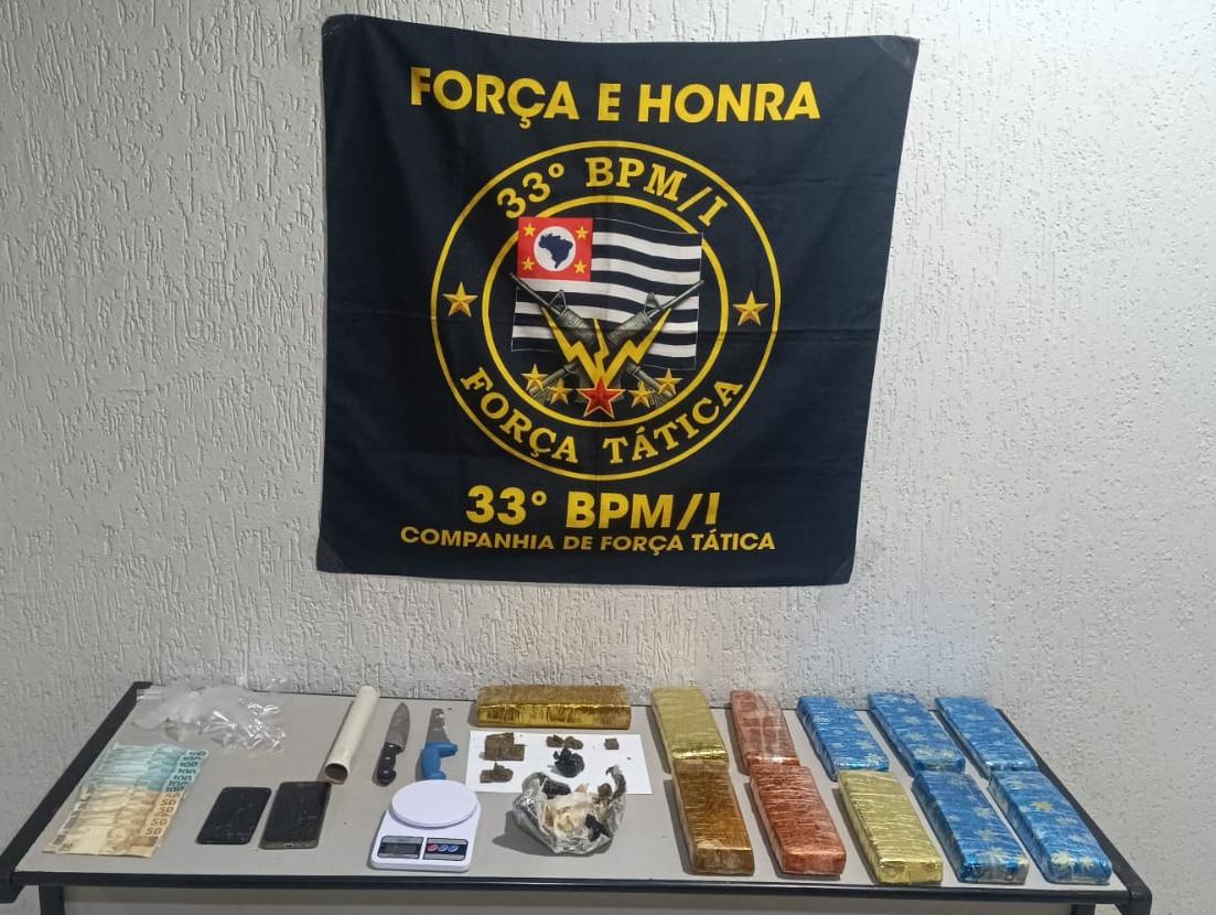 Força Tática apreende mais de 9 quilos de drogas em Olímpia 