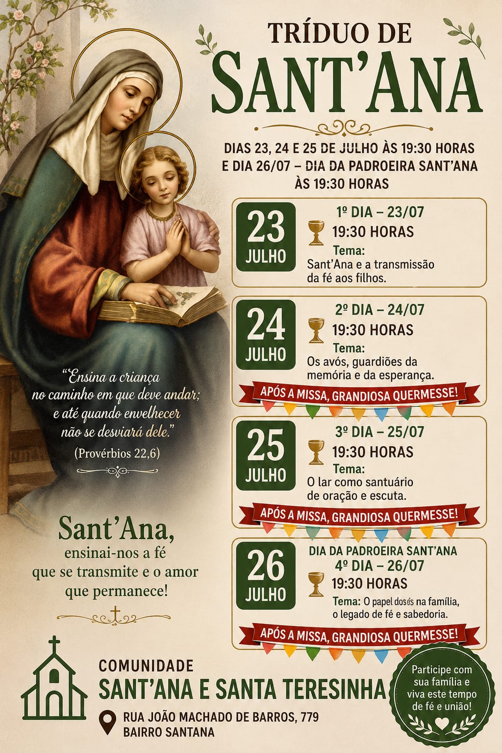 Comunidade católica celebra festa de Santa´Ana 