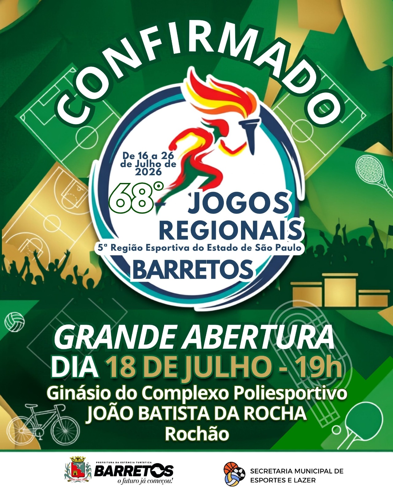 Secretaria de Esportes do Estado confirma: Barretos é oficialmente a sede dos 68º Jogos Regionais