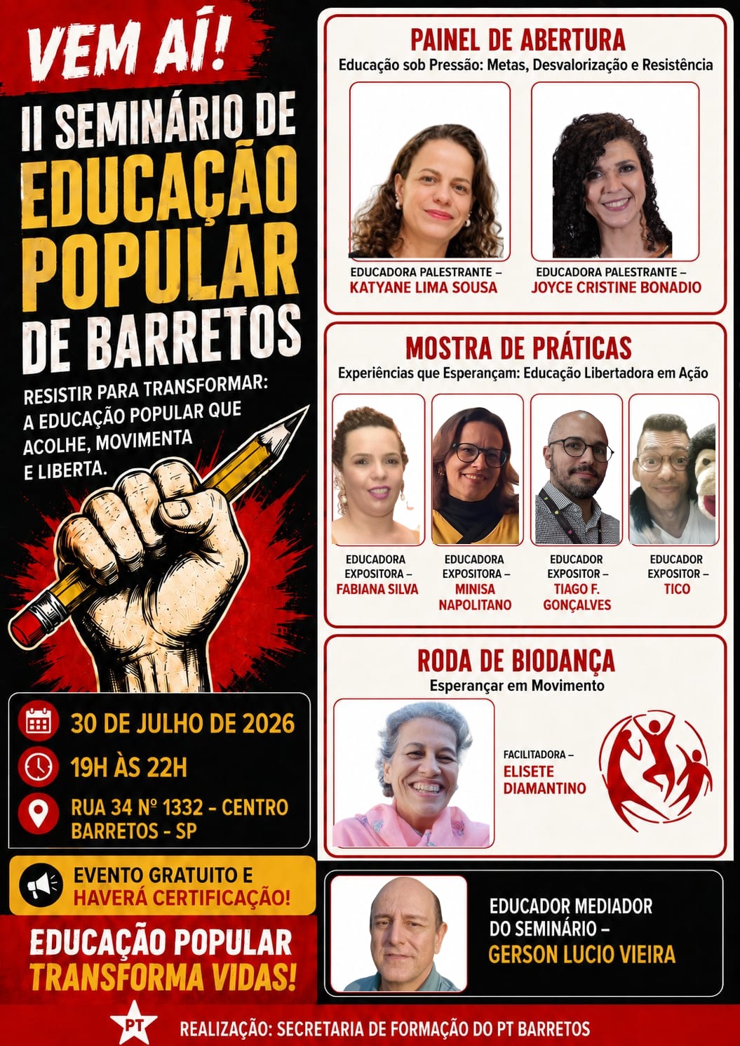 Seminário de Educação Popular recebe inscrições