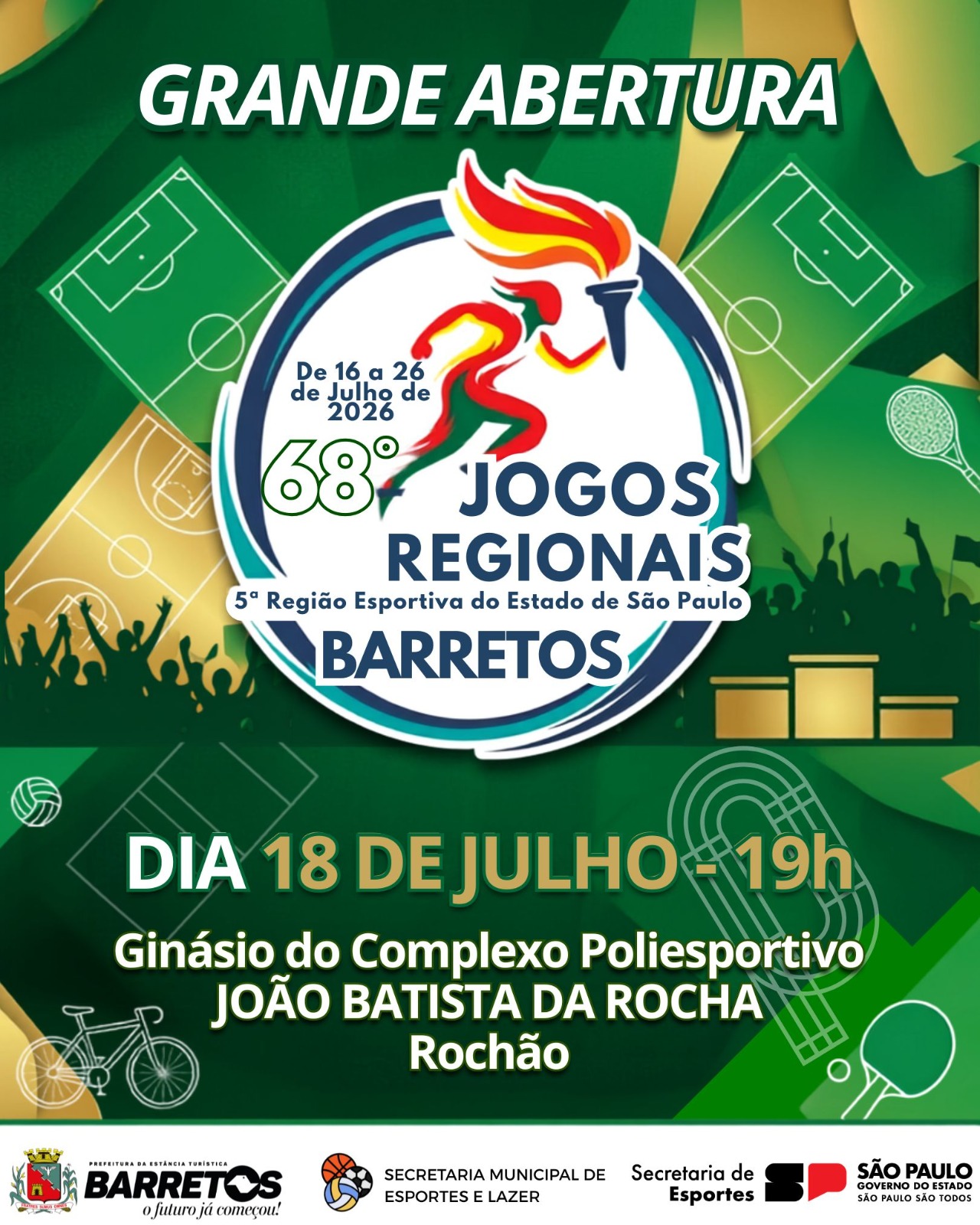 Barretos sediará a 68ª edição dos Jogos Regionais e receberá atletas de 50 municípios