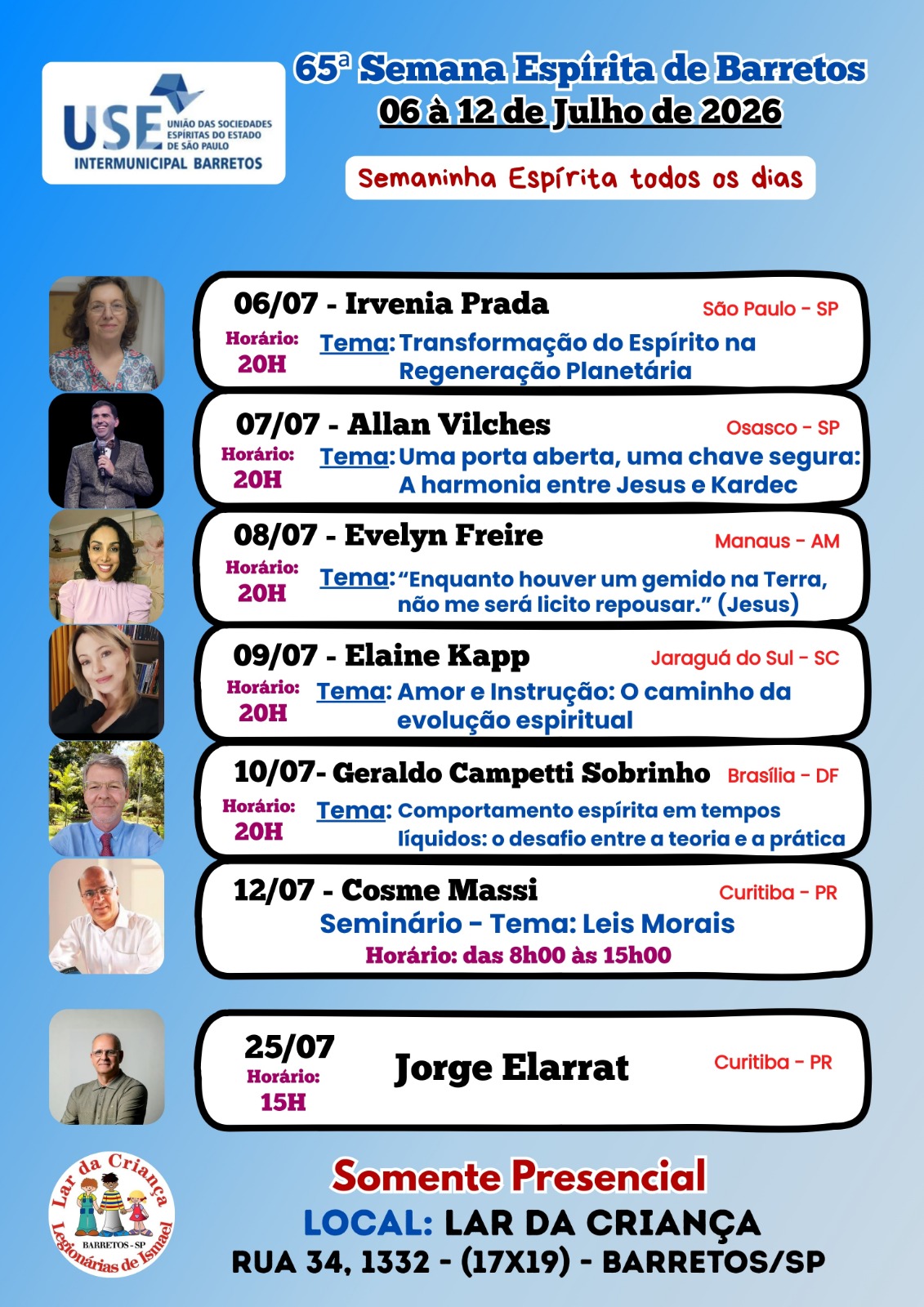 65ª Semana Espírita começa nesta segunda-feira, dia 6
