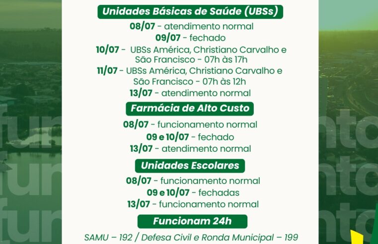 Prefeitura de Barretos divulga funcionamento dos serviços municipais no feriado prolongado de 9 de Julho