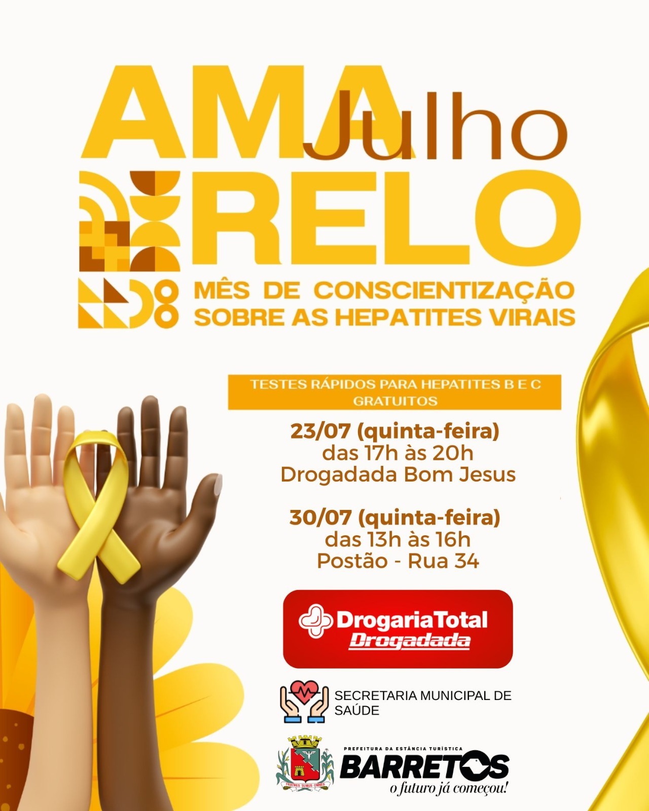 Julho Amarelo: campanha realizou 58 testes para hepatites e terá novas ações gratuitas em Barretos